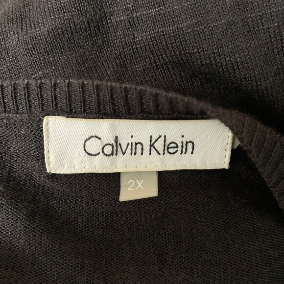 Calvin Klein Womens Plus Size 2X Black Open Front Linen Drape Cardigan Sweater - Picture 4 of 5